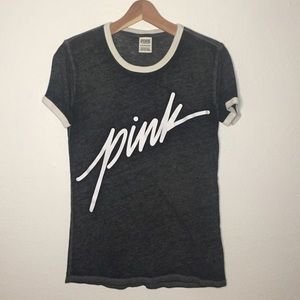 PINK Sporty Black and White Tee